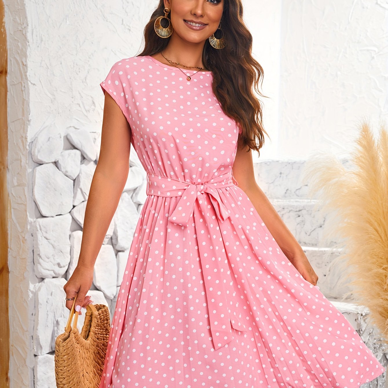 Ana | Polka Dot Pleated Dress