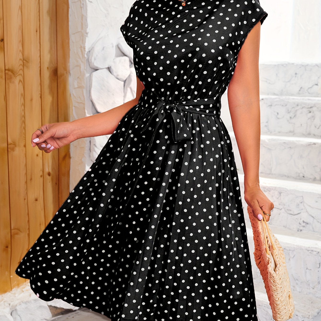 Ana | Polka Dot Pleated Dress