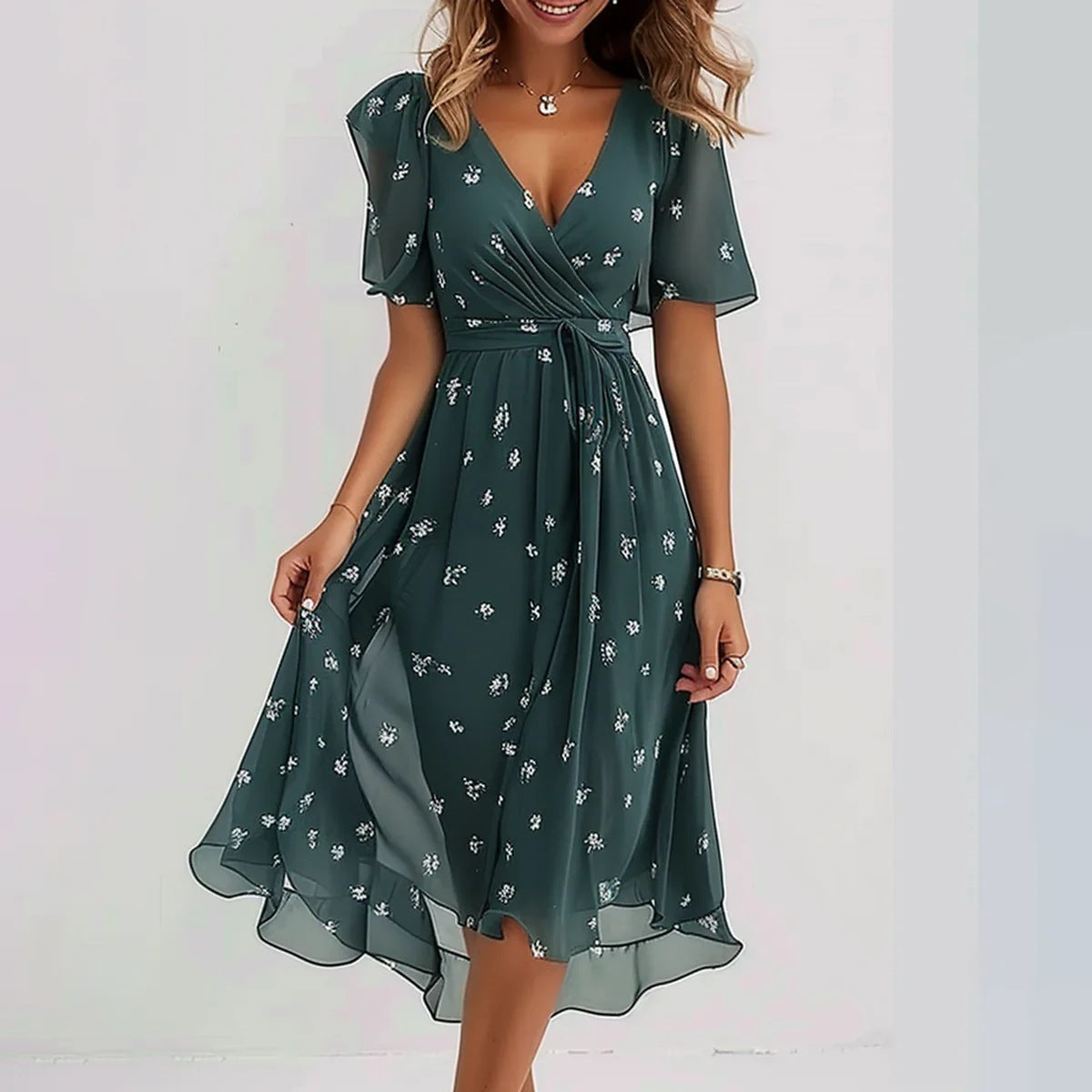 Salome - Elegant short sleeve dress