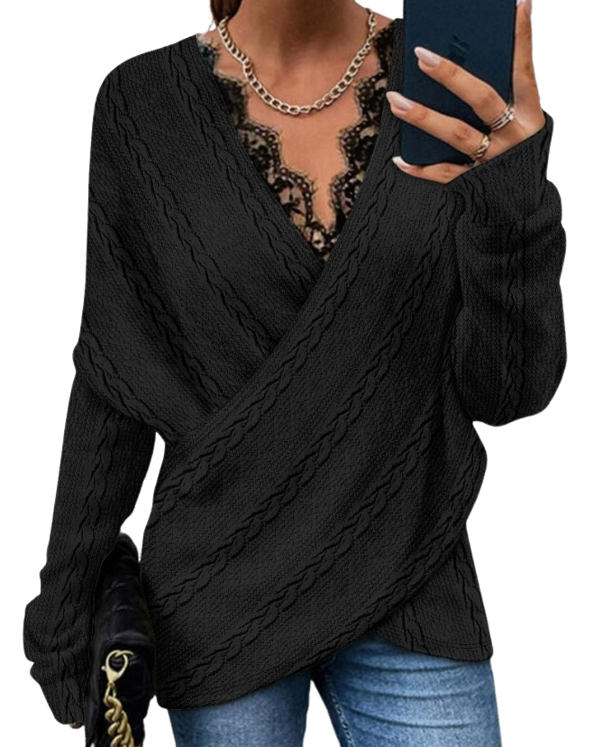 Kelly - Elegant Black Lace Blouse