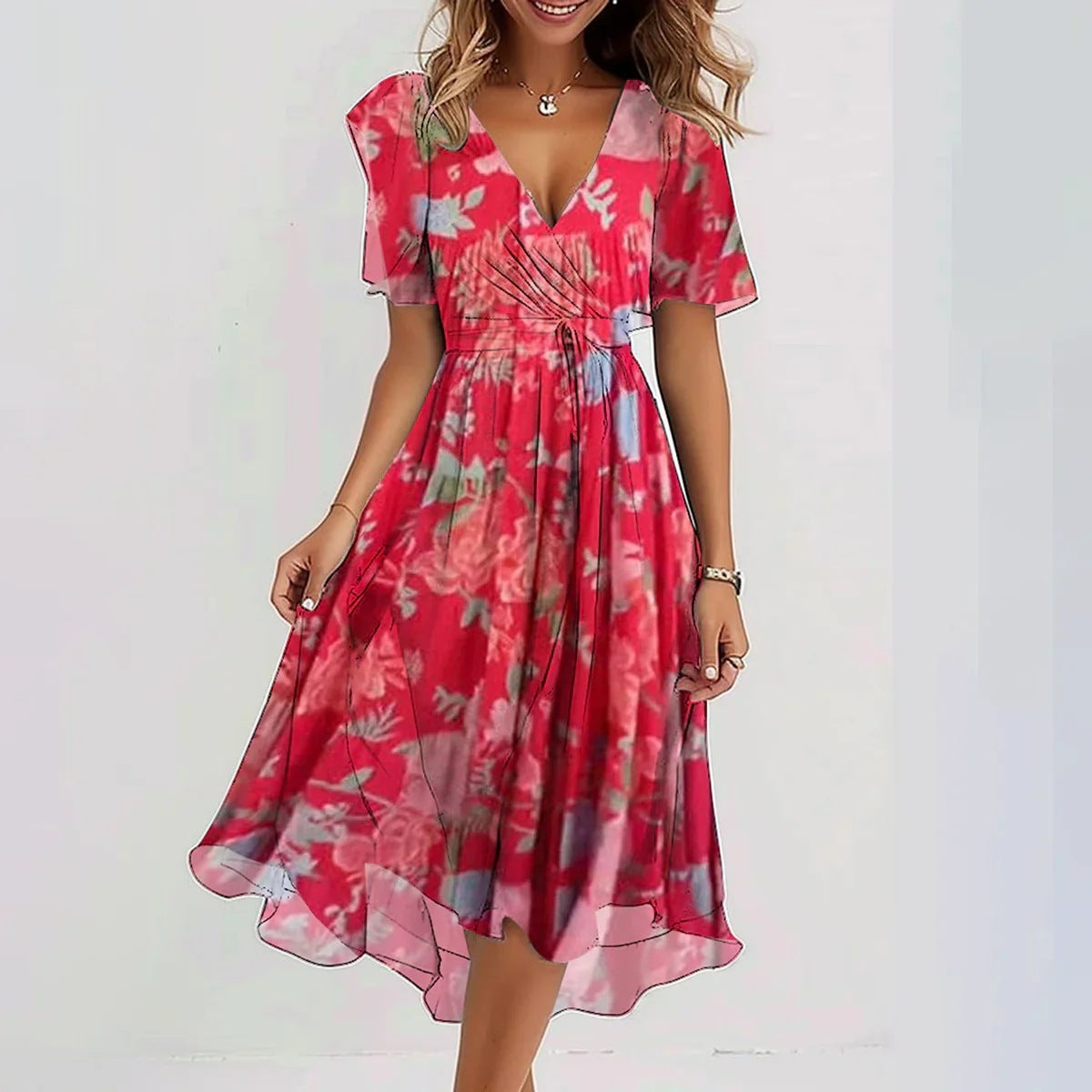 Salome - Elegant short sleeve dress