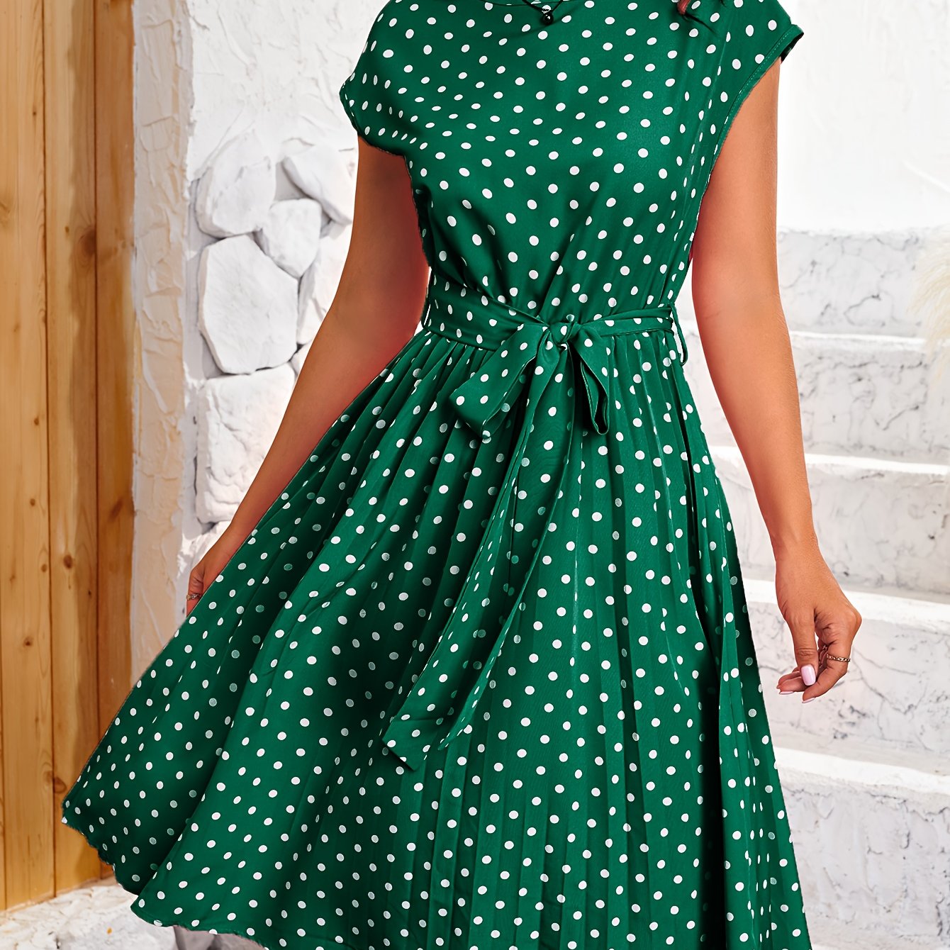 Ana | Polka Dot Pleated Dress